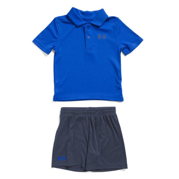 UNDER ARMOUR Team Royal Toddler Boys 2pc Polo Tee And Shorts Set - Picture 1 of 2